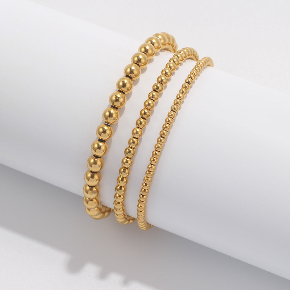 Wholesale Simple Design Gold-Plated Beaded Bracelet for Women,  Fashion Jewelry Accessory