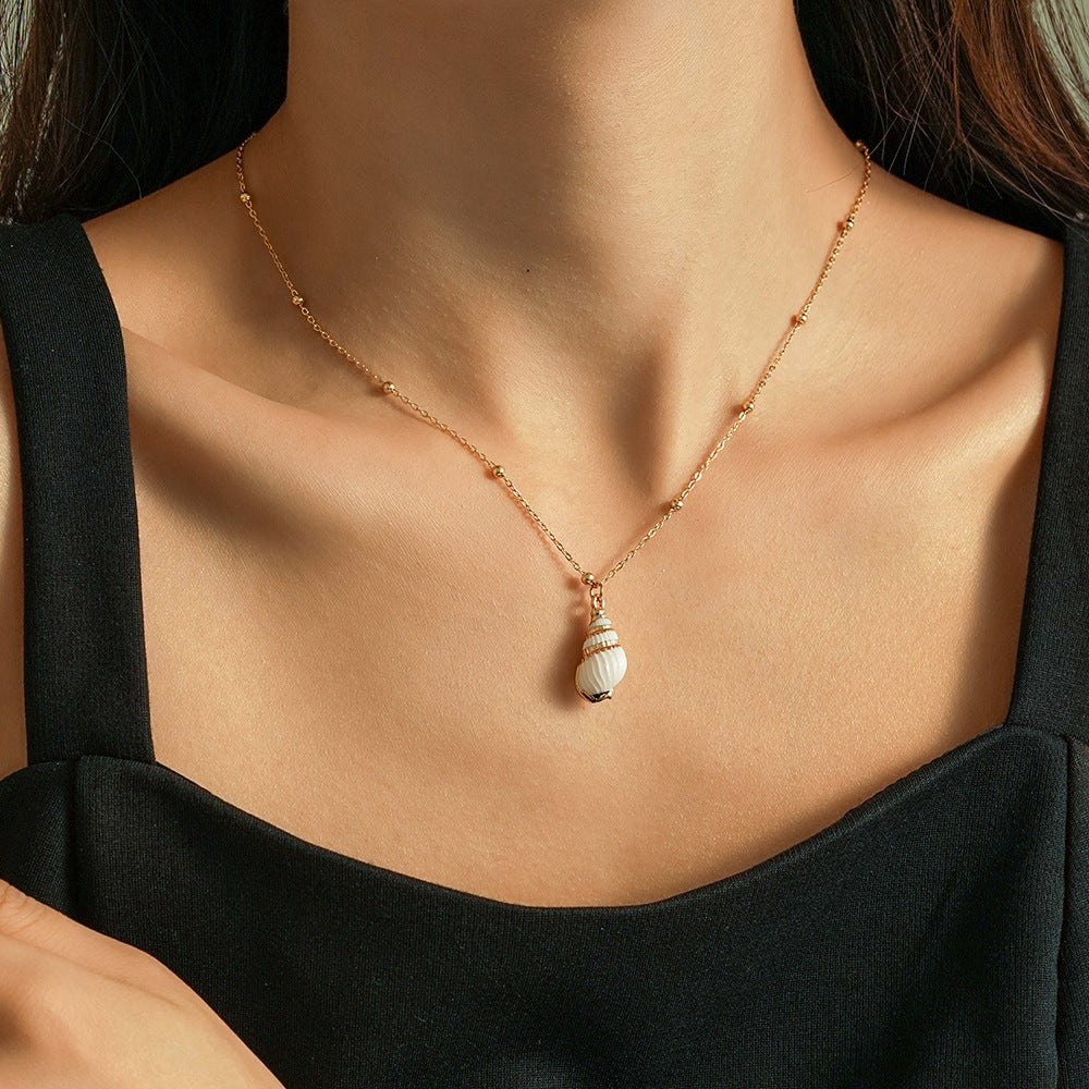 Wholesale Bohemia do not fade titanium steel  pearl pendant necklace