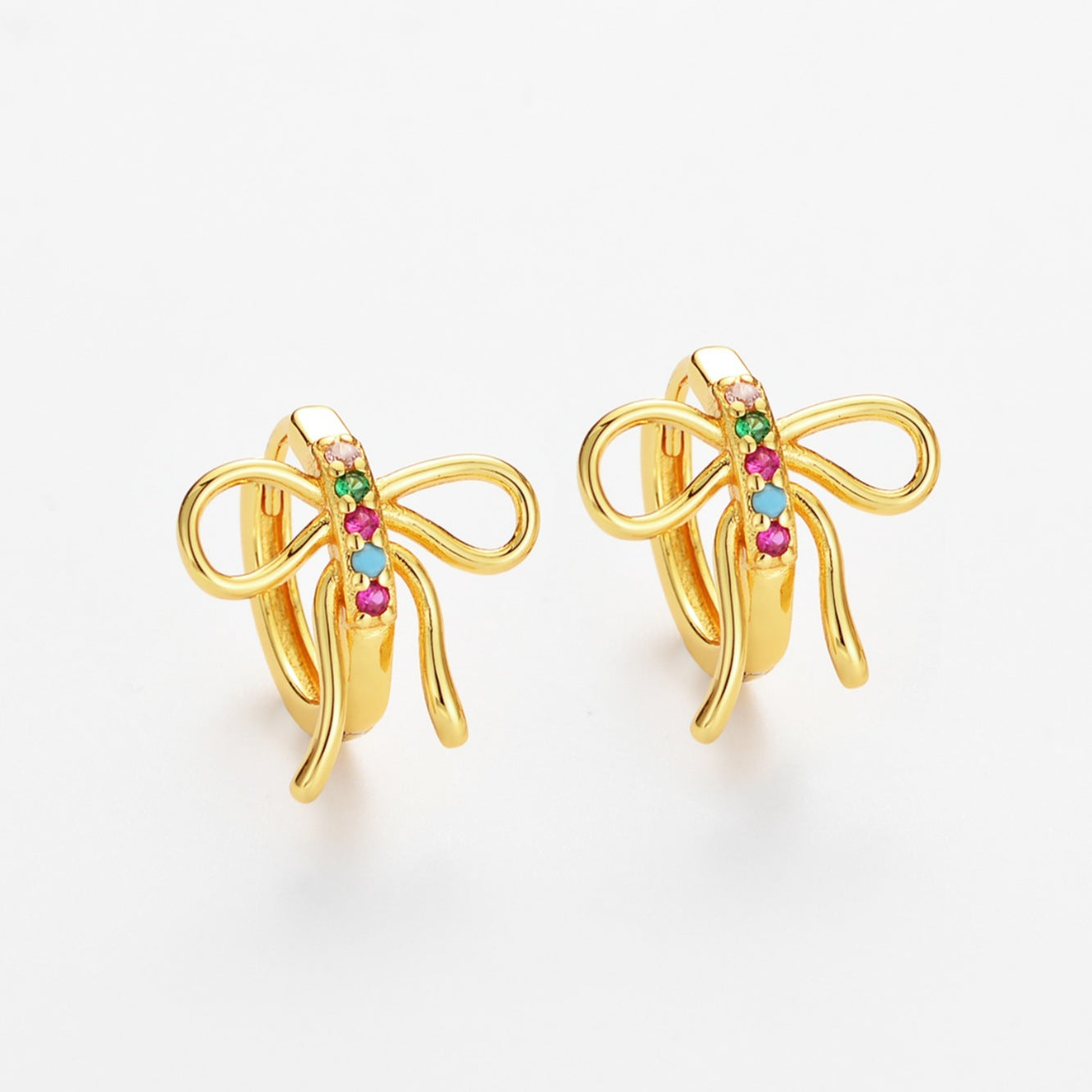 Wholesale Creative Zircon Bow Copper Earrings