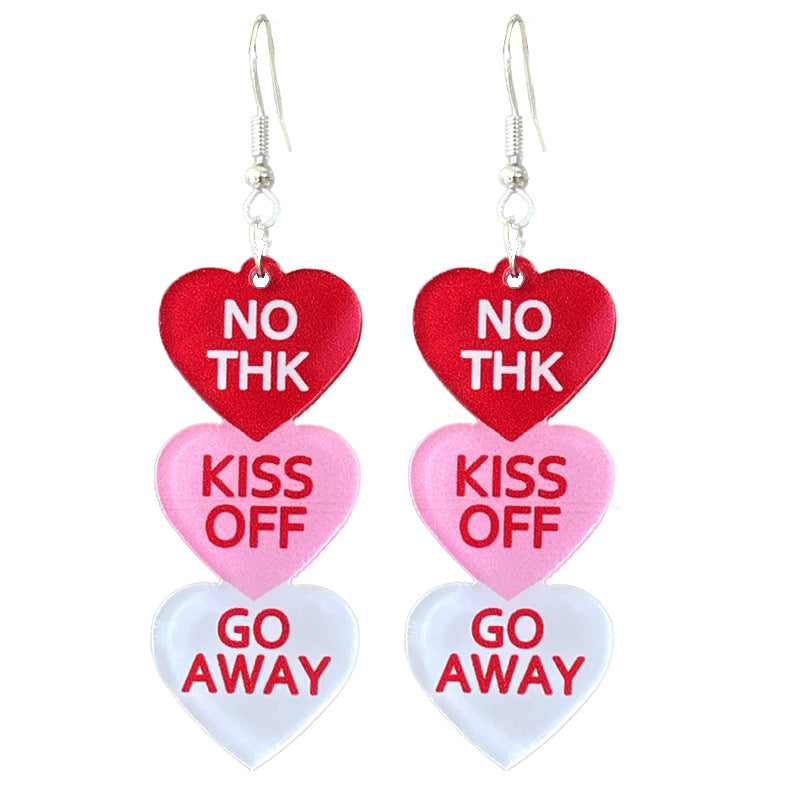 Wholesale 2Pairs/pack Valentine's Day Text Candy Multi-color Love Acrylic Earrings ACC-ES-HY199
