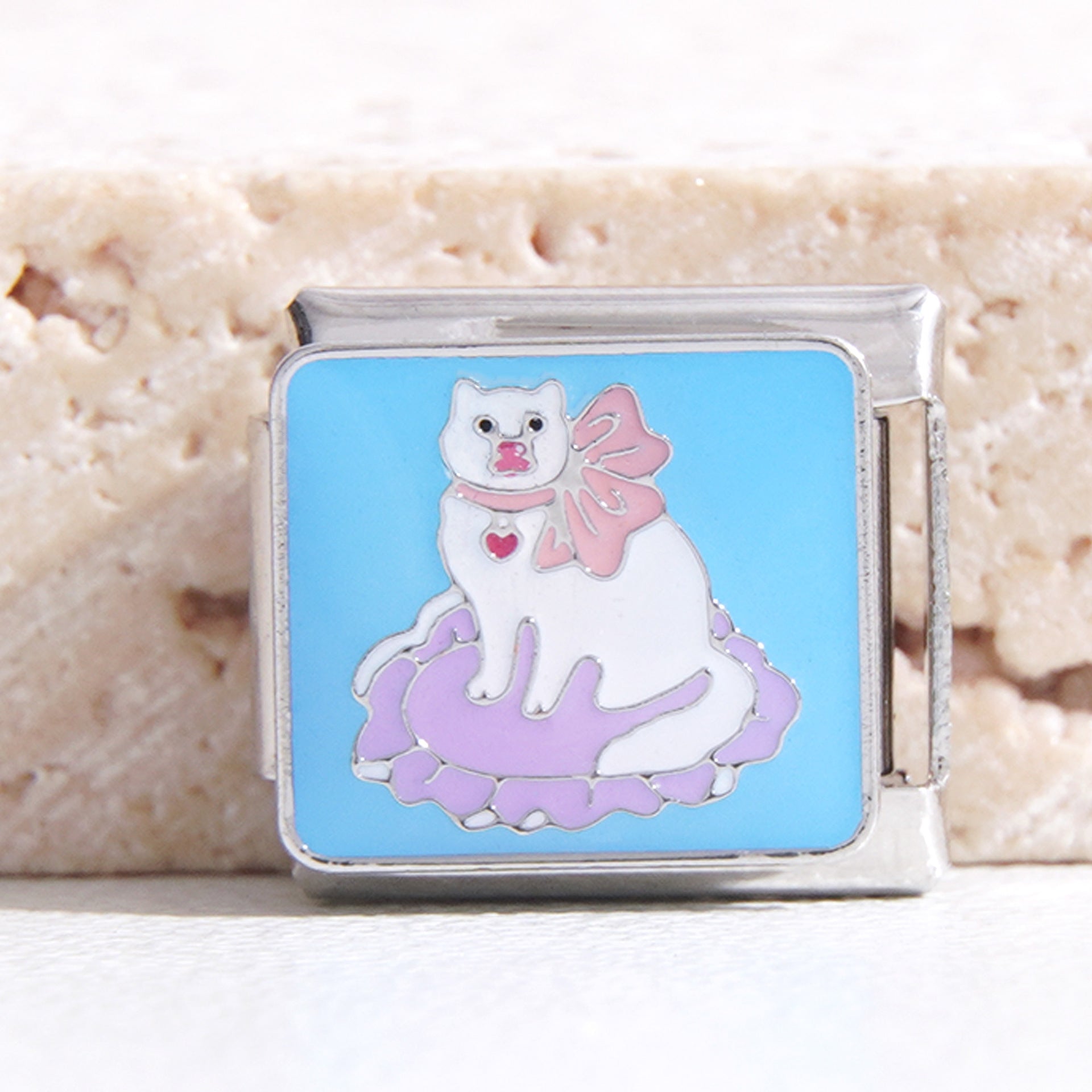 Wholesale Italian Charm Bracelet 9mm DIY Splicing Removable Cartoon Cat Stainless Steel Composable Bracelet