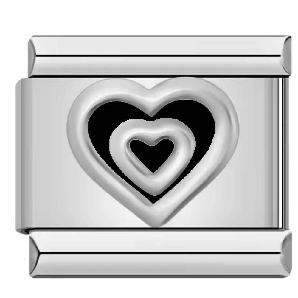 Wholesale  Italian modularHeart-shaped colorful oil-drop bracelet