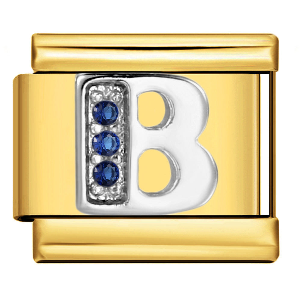 Wholesale 9mm Italian Charm Starter Bracelets DIY Letter Single Section Creative Stainless Steel Composable Bracelet