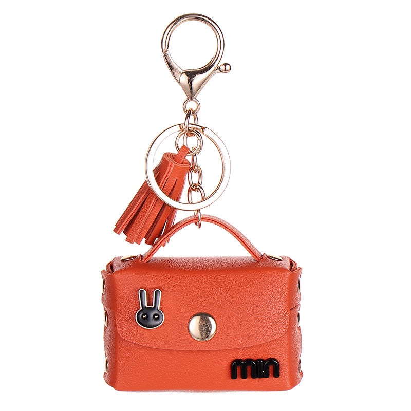 Wholesale  Leather Earphone Storage Bag Third Generation Bluetooth Earphone Case Wireless Keychain