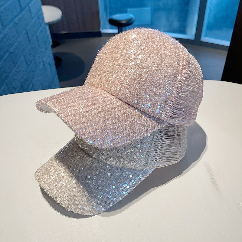 Wholesale sequin baseball cap breathable sun net hat