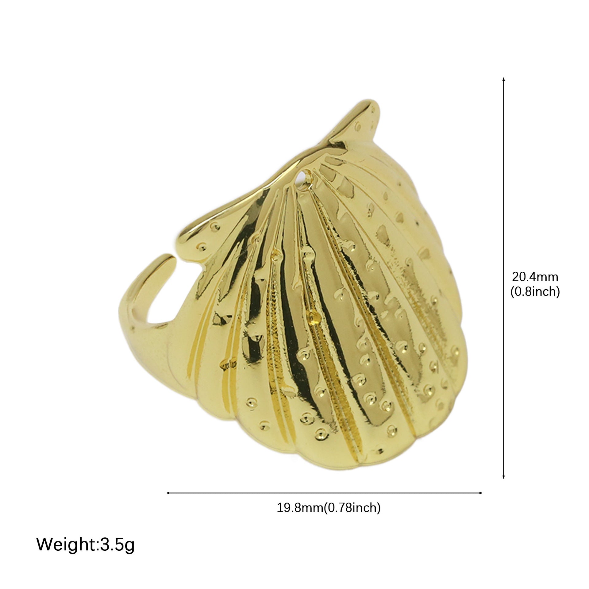 Wholesale Xiyin Temu Hot Selling Brass Summer Ocean Beach Vacation Style Starfish Conch Shell Open Ring