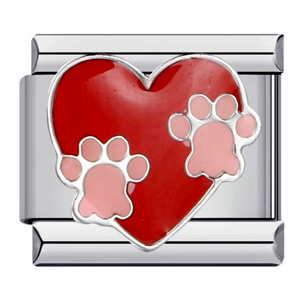 Wholesale Italian Charm Bracelet Welding Oil Dropping Cartoon DIYStainless Steel Composable Bracelet