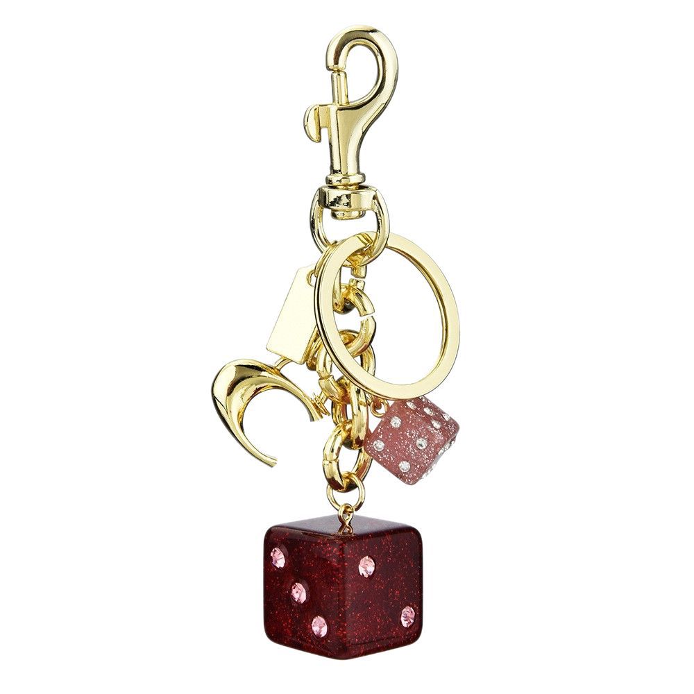 Wholesale Pink Size Dice Crystal Glue English Letter Keychain