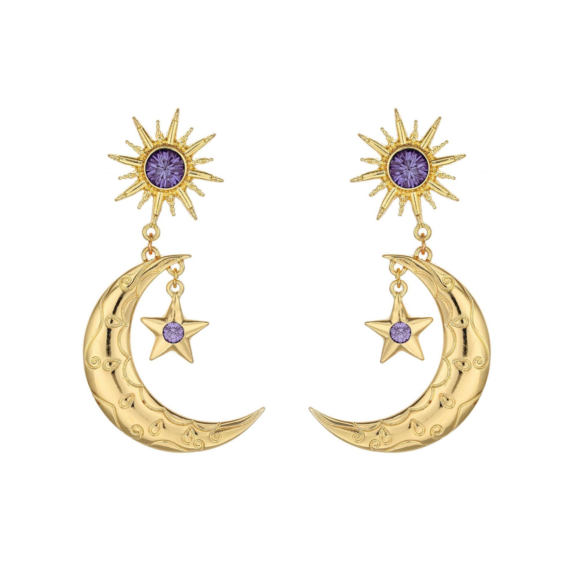 Wholesale  Alloy Distinctive Diamond  Star Moon Earrings