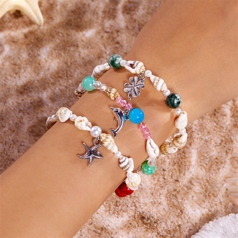Wholesale beach ocean shell jewelry  beaded pendant bracelet