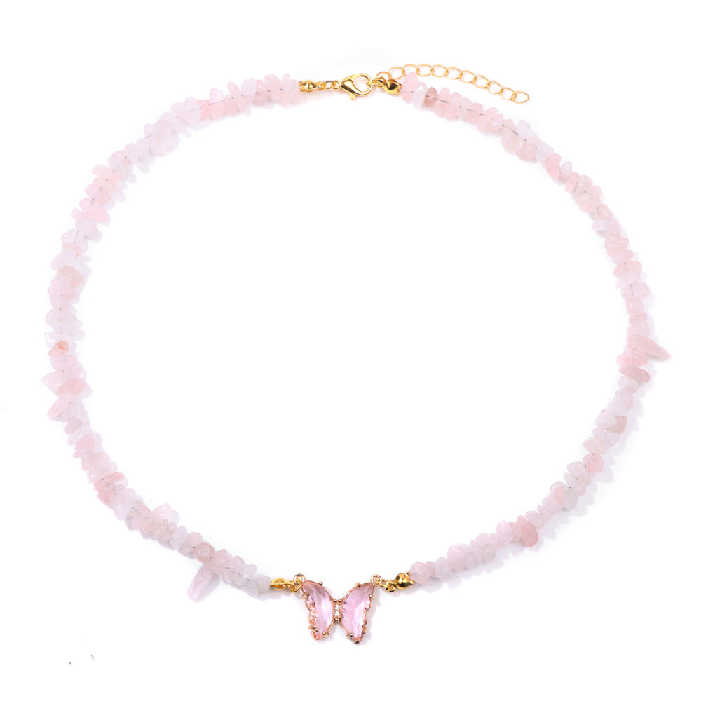 Wholesale Agate Bead Necklace with Artificial Crystal Pendant,  Geometric Handmade Jewelry Accessory for Women Everyday Wear