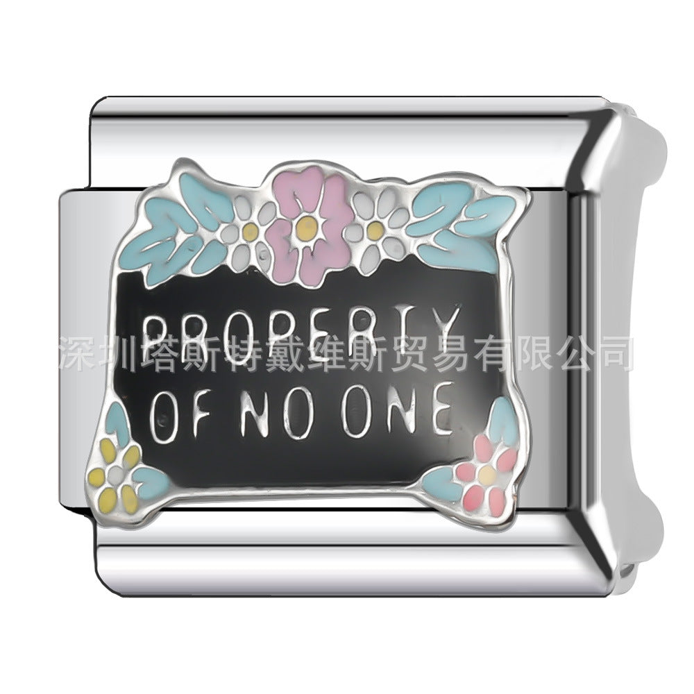 Wholesale  Italian Charm Bracelet 9mm DIY English Word Series Creative Stainless Steel Composable Bracelet