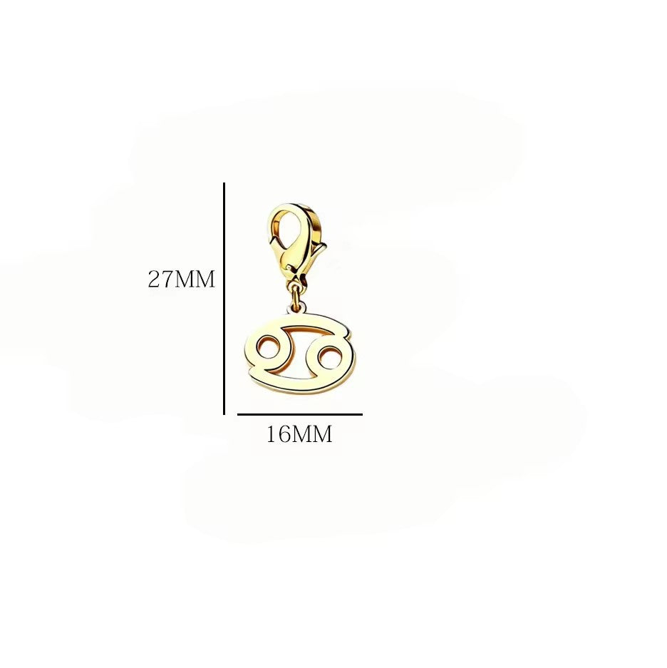 Wholesale Casual Stainless Steel Zodiac Pendant Charms with Lobster Clasp for DIY Jewelry Bracelets Necklaces,  Gift Idea
