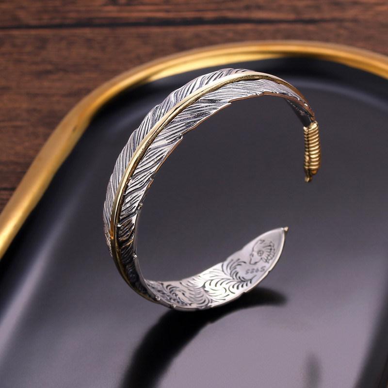 Wholesale  Retro Men's Alloy Fashion Creative Design Feather Bracelet