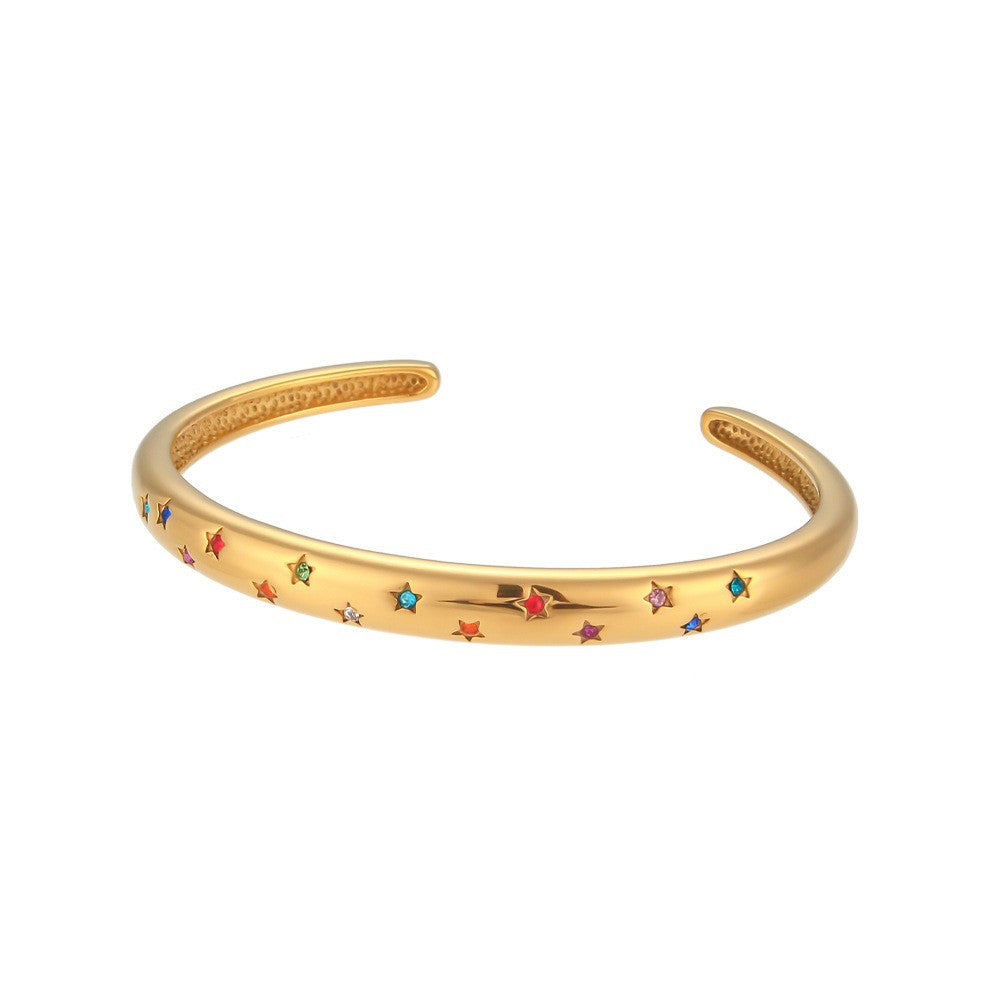 Wholesale Trendy Ins Style Branch-Shaped Five-Pointed Star Bracelet Stainless Steel Gold Plated Fashion Accessory