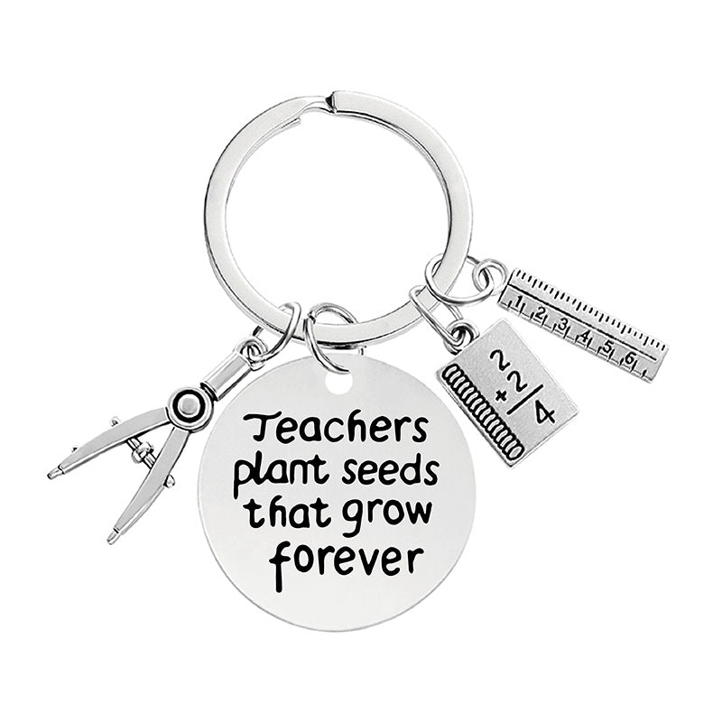 Wholesale Thanksgiving Teacher Compasses Ruler Metal Keychain Holiday Gift ACC-KC-Ganggu018