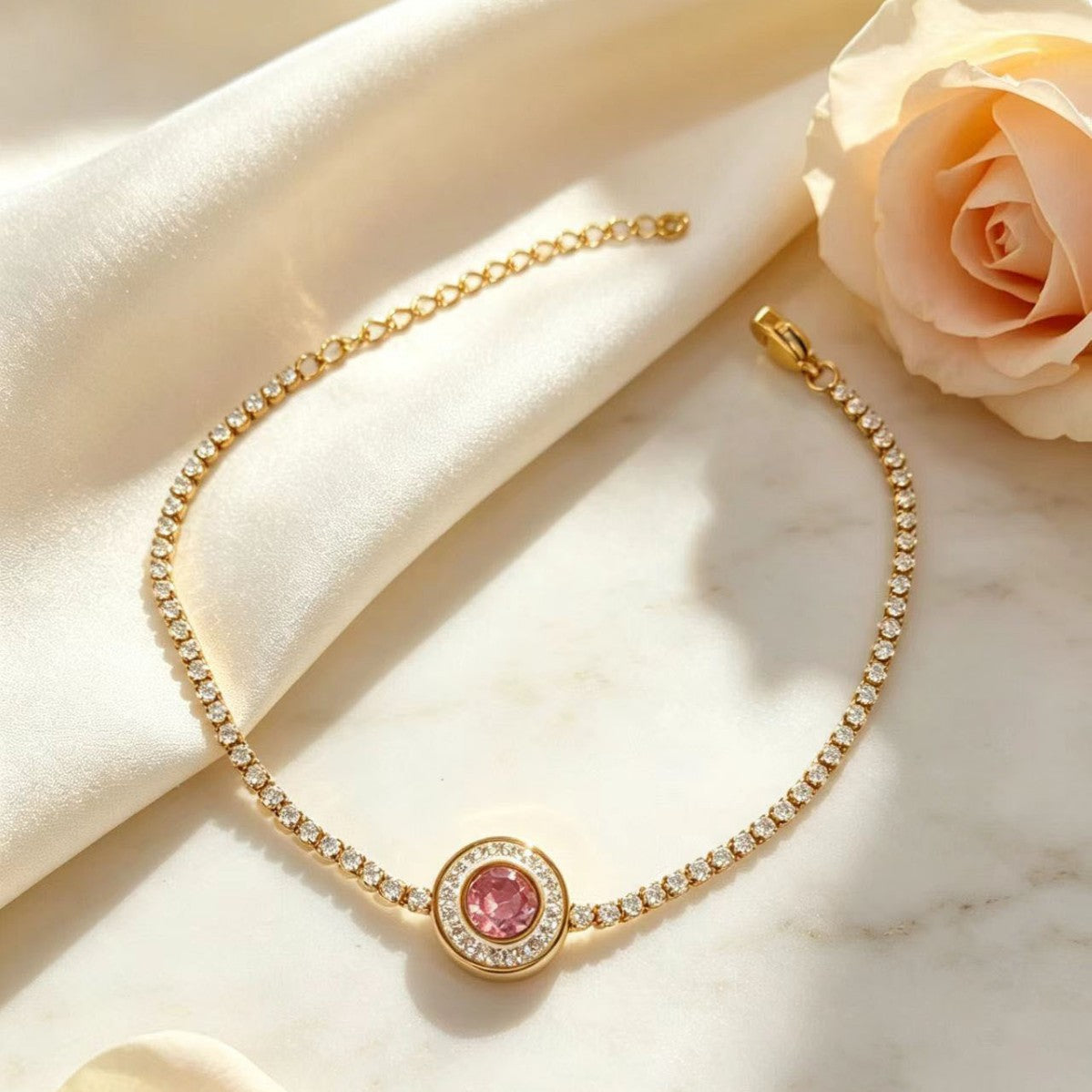 Wholesale Boutique Titanium Steel Zircon Bracelet Colorful Round Stones Unisex Gift
