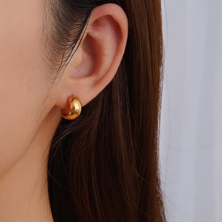 Wholesale C- shaped semicircle stainless steel earrings