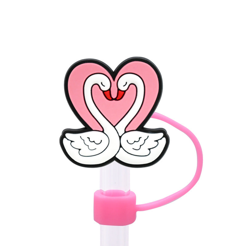 Wholesale Random 100pcs Valentine's Day Series 8/10mm PVC Soft Straw Tube Cap