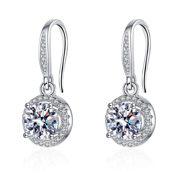 Wholesale  moissanite earhook four claws moissanite round earrings