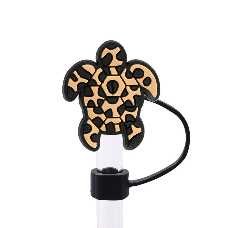 Wholesale Random 100pcs Leopard Series 8/10mm PVC Soft Straw Tube Cap