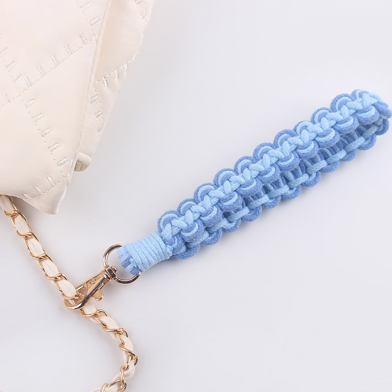 Wholesale pure hand-woven broken wave pattern lanyard keychain