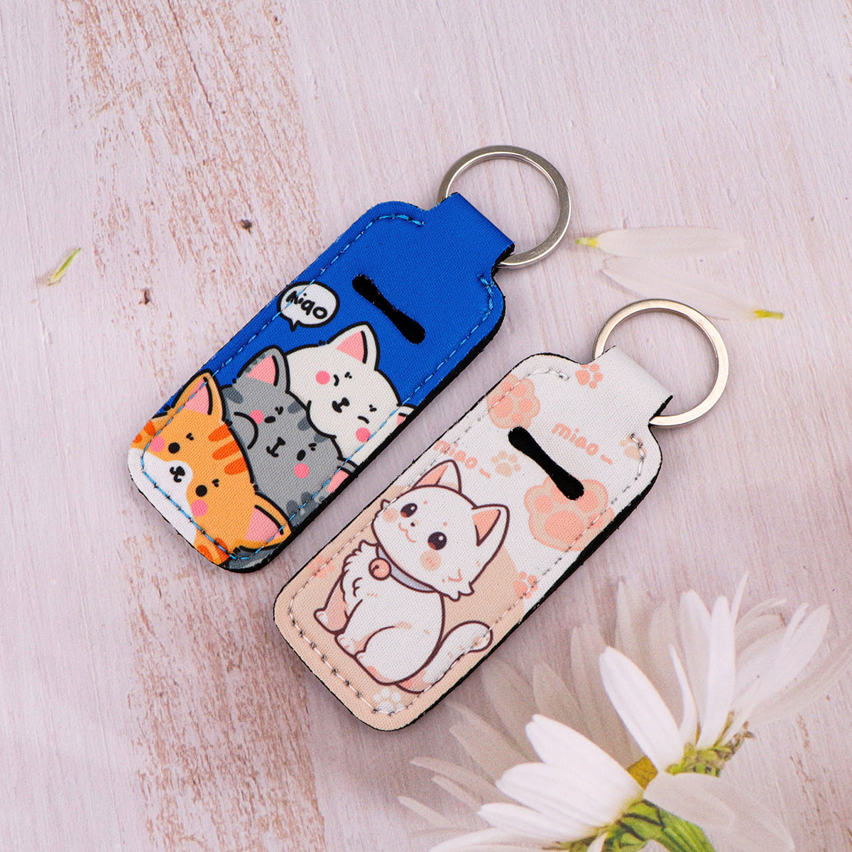 Wholesale 6pcs Cute Cat Lipstick Set Keychain