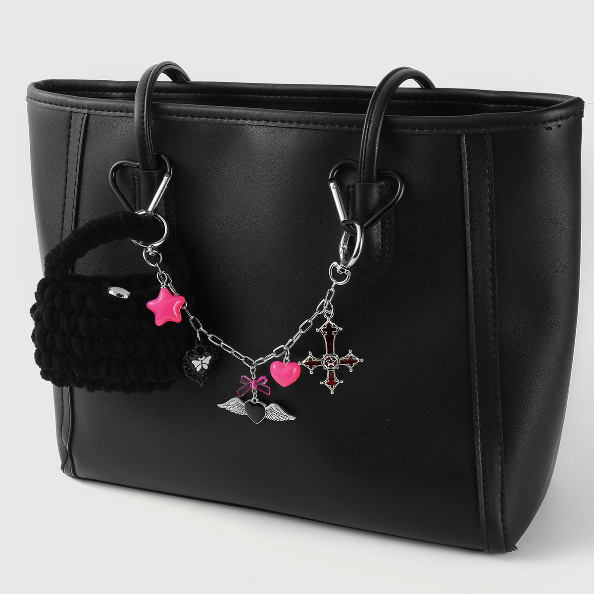 Wholesale  silver Chain Cross Star Wings Love Wool Bag Pendant Keychains