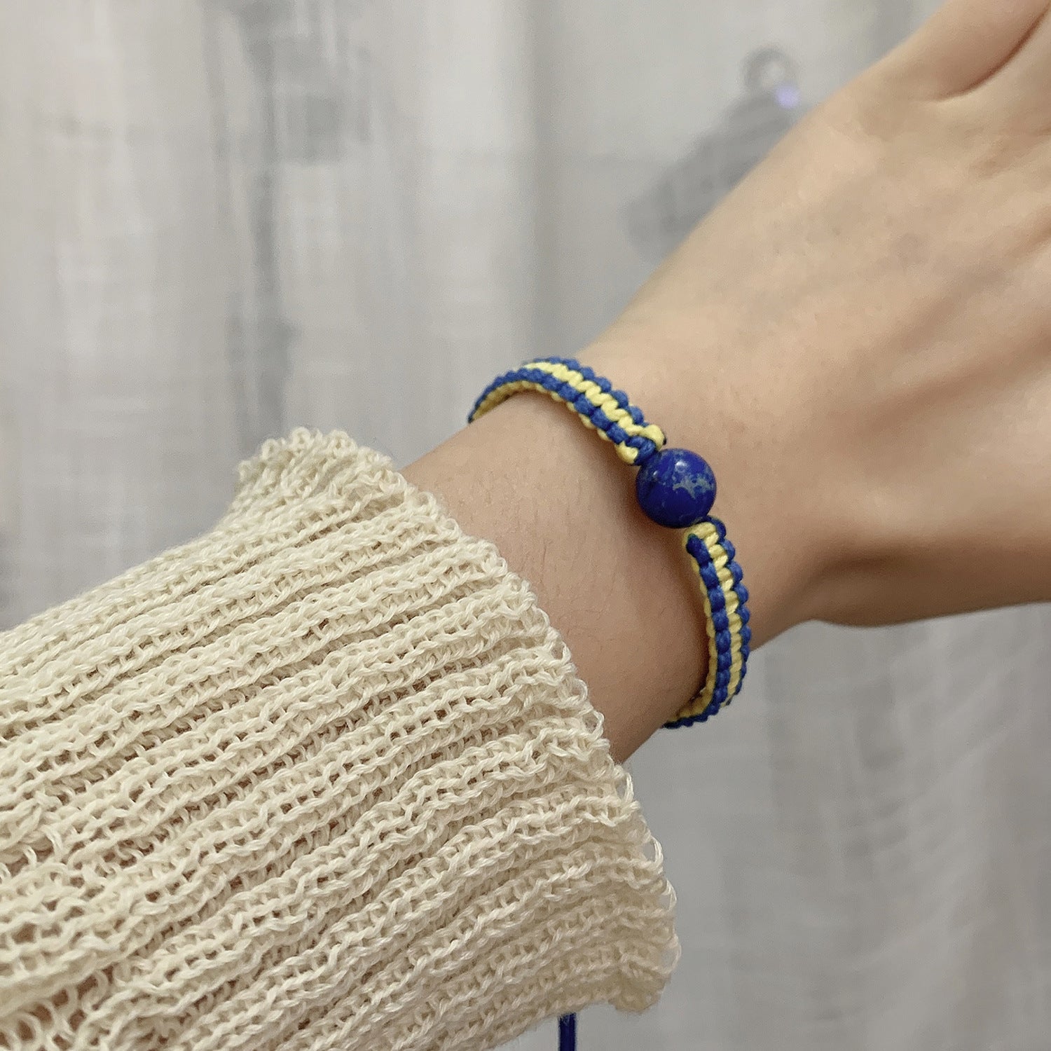 Wholesale Yellow Blue Alloy Bracelet Hand Woven Adjustable Bracelet