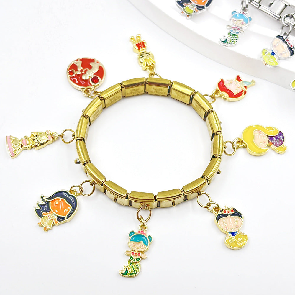 Wholesale Italian Charm Bracelet 9mm DIY Single Hook    Creative Stainless Steel Composable Bracelet