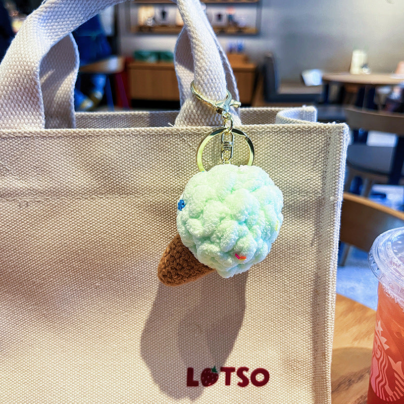 Wholesale Colorful Plush Ice Cream Keychain Cartoon Bag Charm Cute Gift