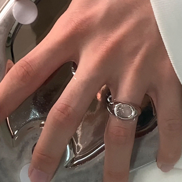 Wholesale Advanced Cat' s Eye Metal Open Ring  Niche Retro Personalized Simple All-match Elegant Ring