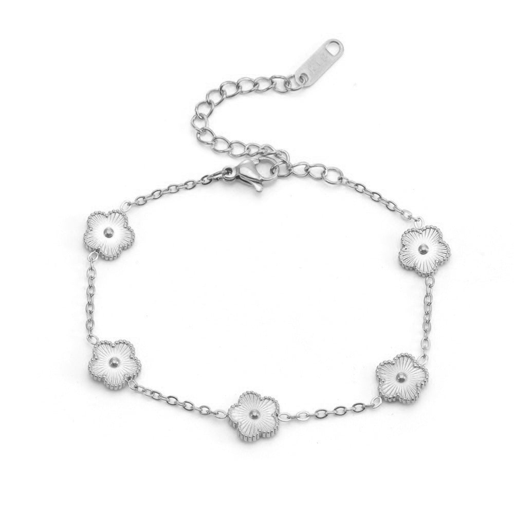 Wholesale 9MM Titanium Steel Five-leaf Clover Bracelet Earrings Necklaces ACC-BT-QianHui006