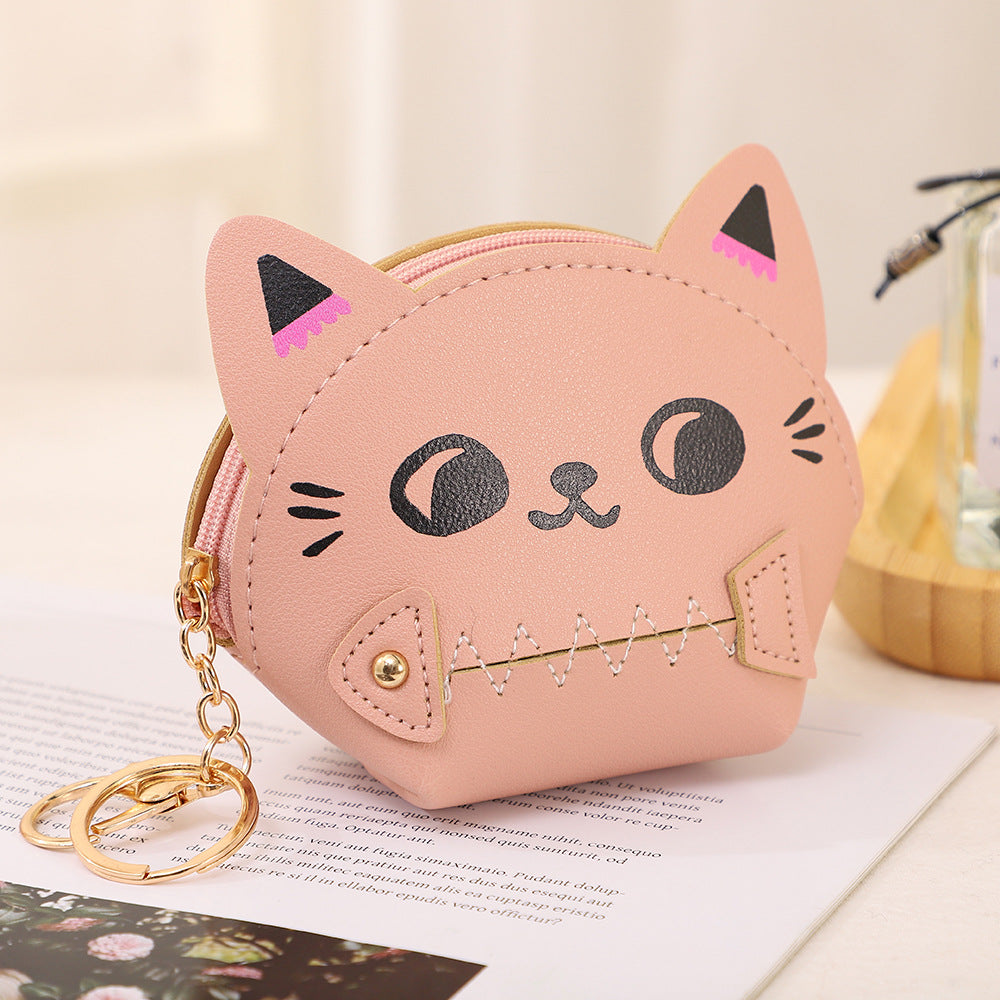 Wholesale Cartoon Cat Zipper Mini PU Coin Purse Keychain Keychain Wallet ACC-KC-GuoRan004