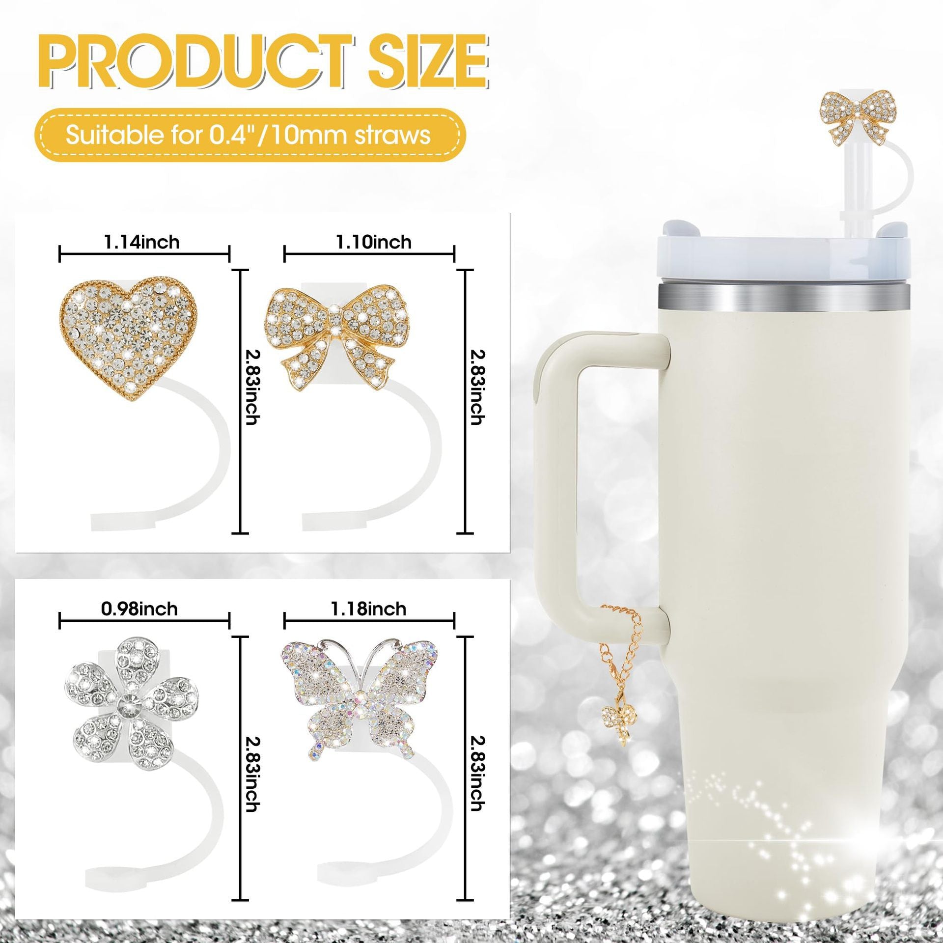 Wholesale  Diamond Bow 10mm PVC Soft Straw Tube Cap