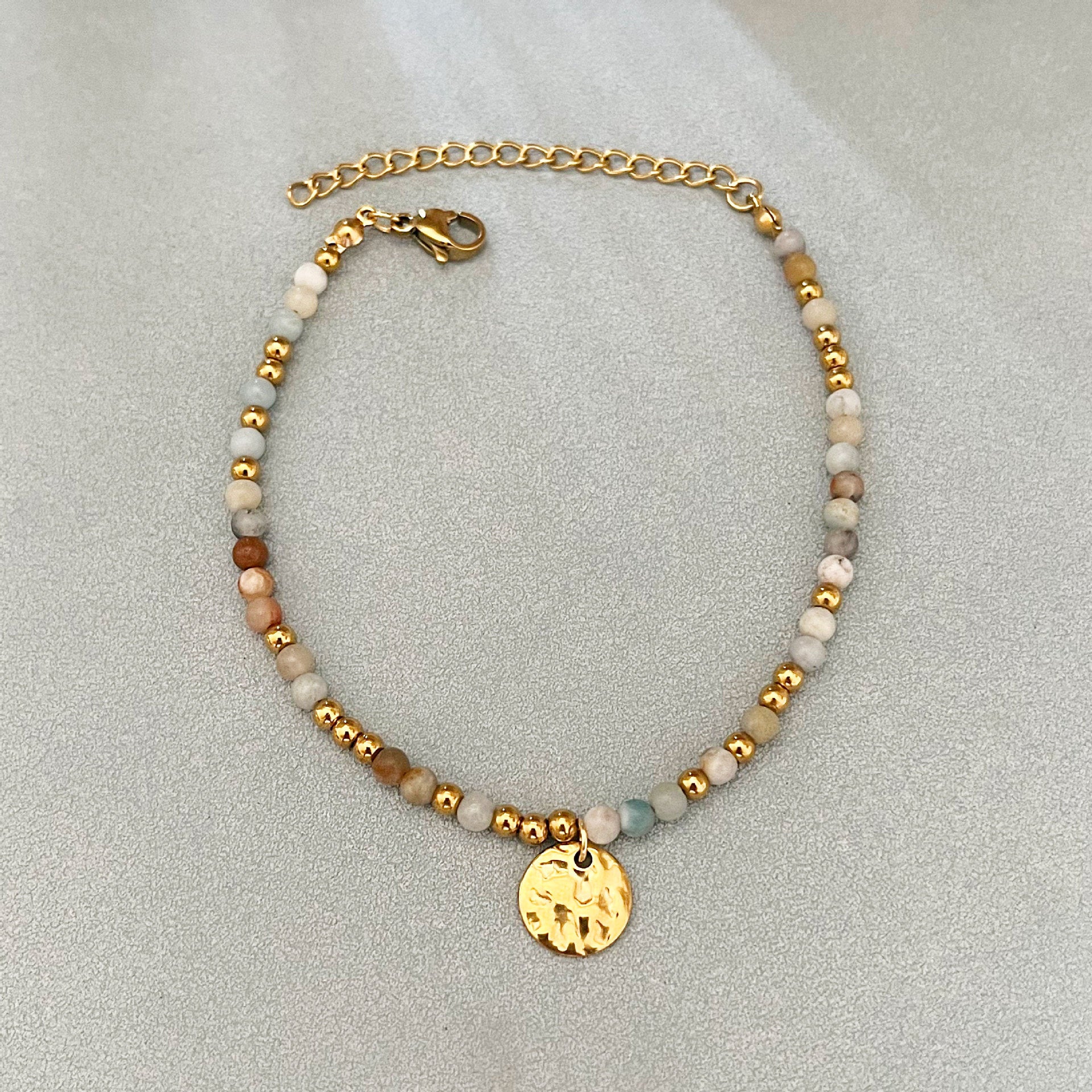 Wholesale Handmade Beaded Small Disc Colorful Natural Stone Bracelet