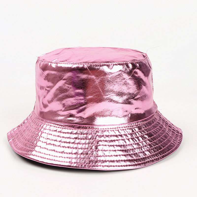 Wholesale Patent Leather Gold and Silver Reversible Bucket Hat ACC-HT-LueLan009
