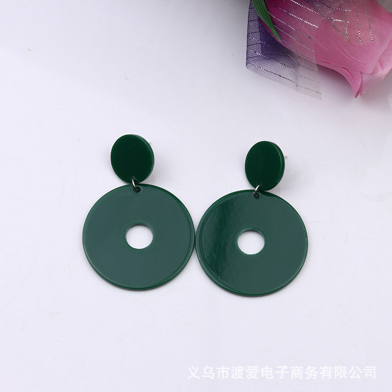 Wholesale  12-Color Round Cut Out Acrylic Earrings