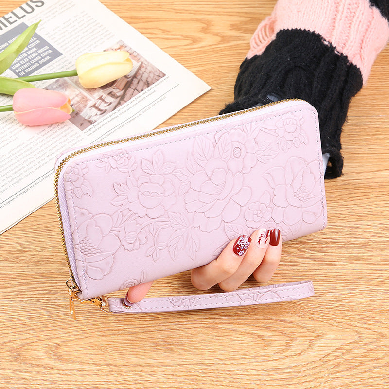 Wholesale long zipper clutch large mobile phone bag wallet