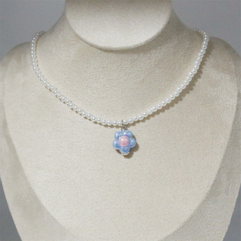 Wholesale  Flower Pearl Necklace  Clavicle Chain