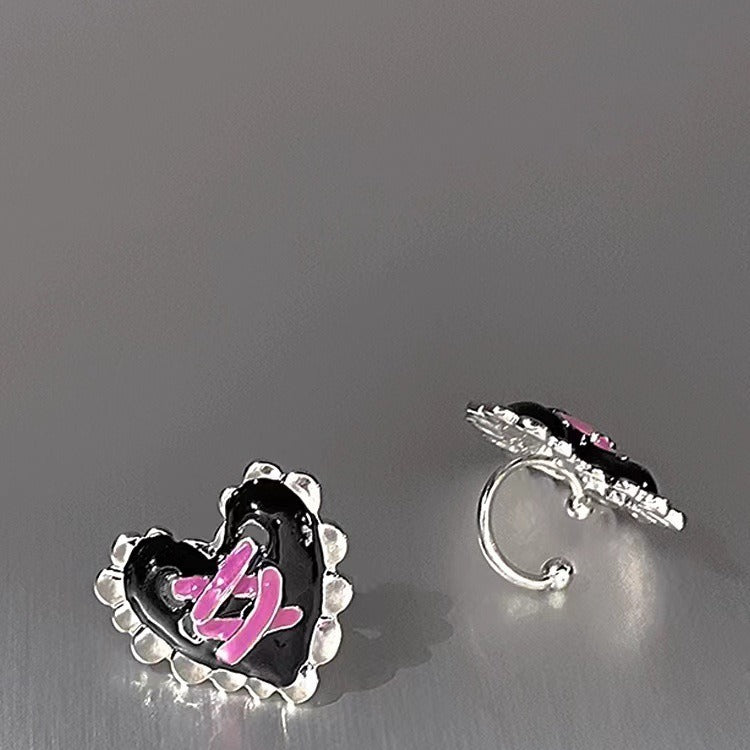 Wholesale alloy heart shaped ear clips earrings