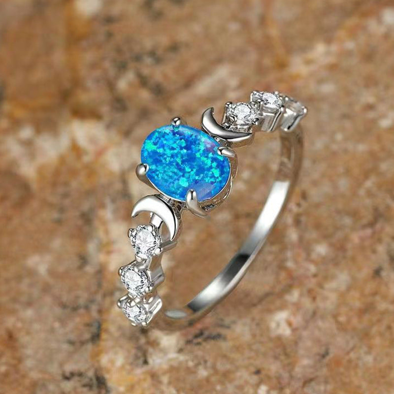 Wholesale Moon Ring Light Luxury Four-claw Diamond Rings