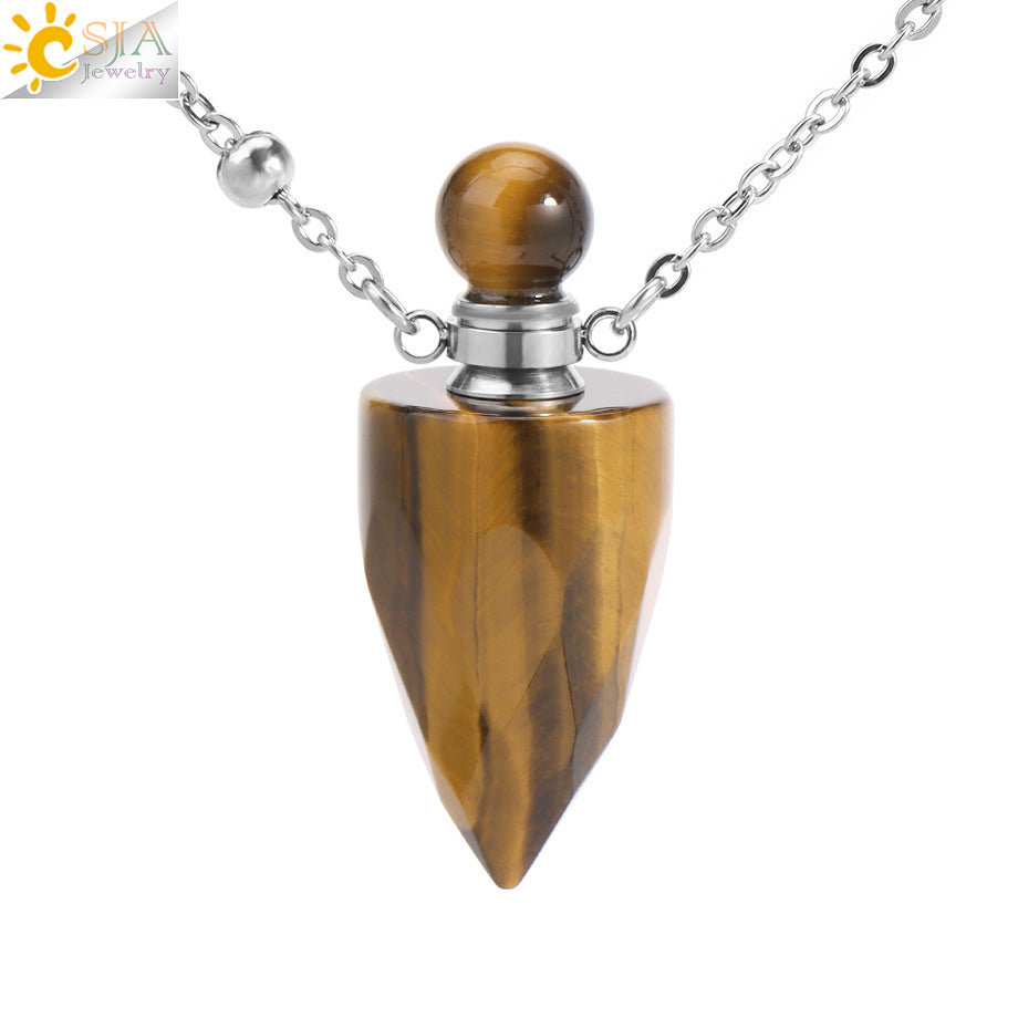 Wholesale Natural Stone Crystal Perfume Bottle Necklace ACC-NE-HuaiShe005