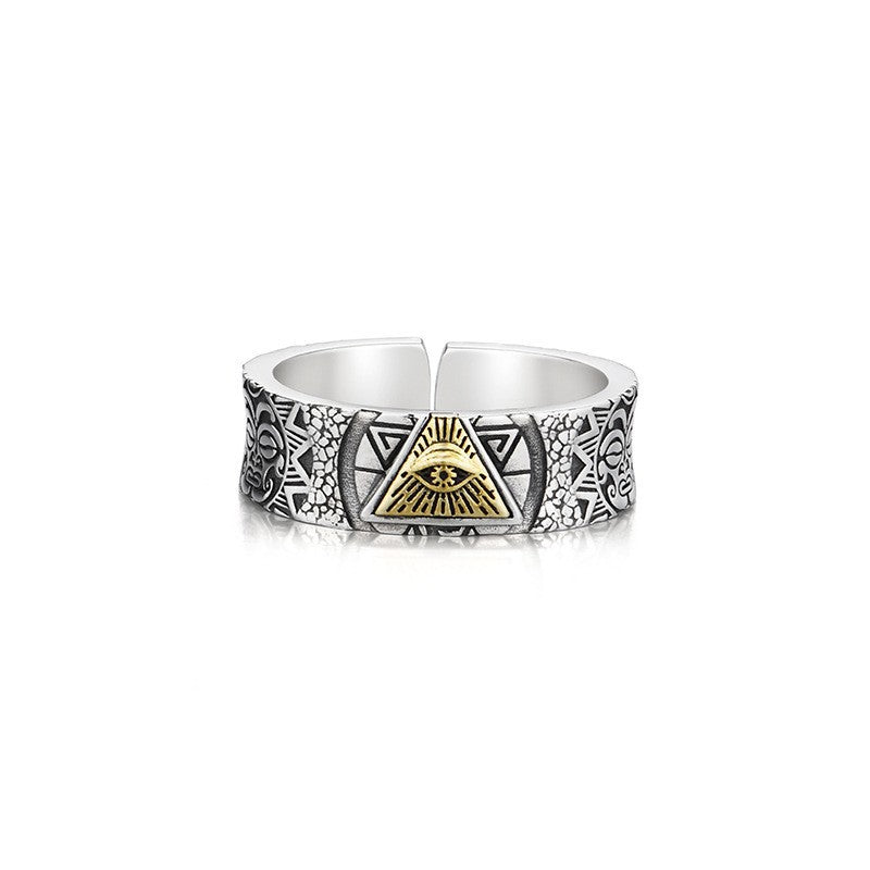 Wholesale Retro Unisex All-Seeing Eye Adjustable Open Ring Metal Electroplated Fashion Accessory