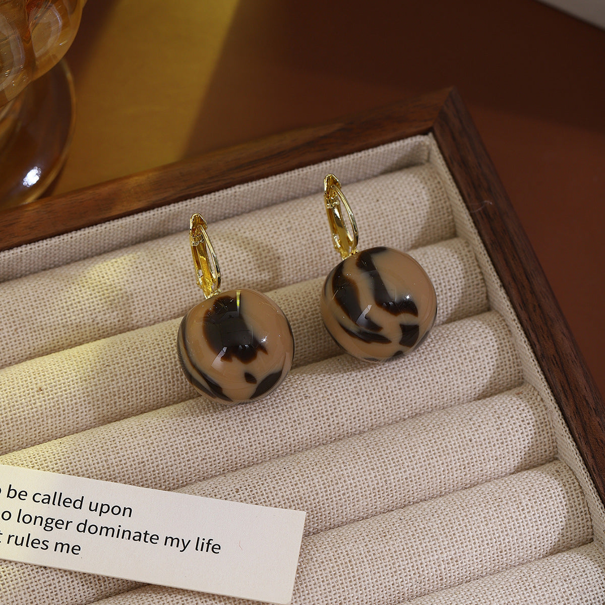 Wholesale smudge leopard print bead earrings