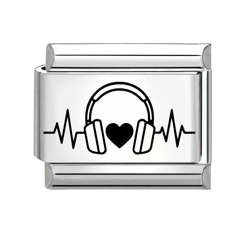 Wholesale 9mm Italian Charm Starter Bracelets DIY Black and White Heart Stainless Steel Composable Bracelet