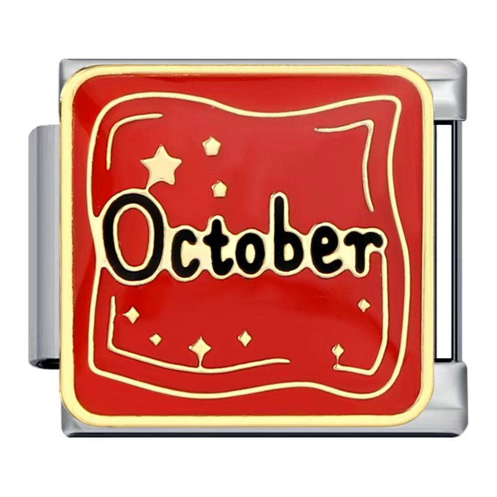 Wholesale Italian Charm Bracelet 9mm DIY Splicing Month Series Stainless Steel Composable Bracelet