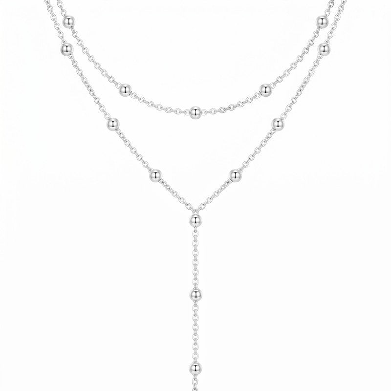 Wholesale Trendy Multi Layer Round Bead Tassel Necklace For Women Fashion Jewelry Gift