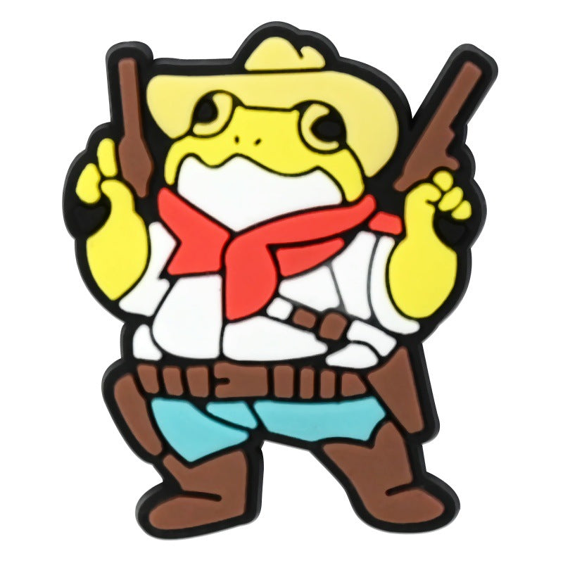 Wholesale  Random 100pcs Creative Cartoon Highland Cow Denim Series PVC Soft Rubber Shoe Buckle Decoration