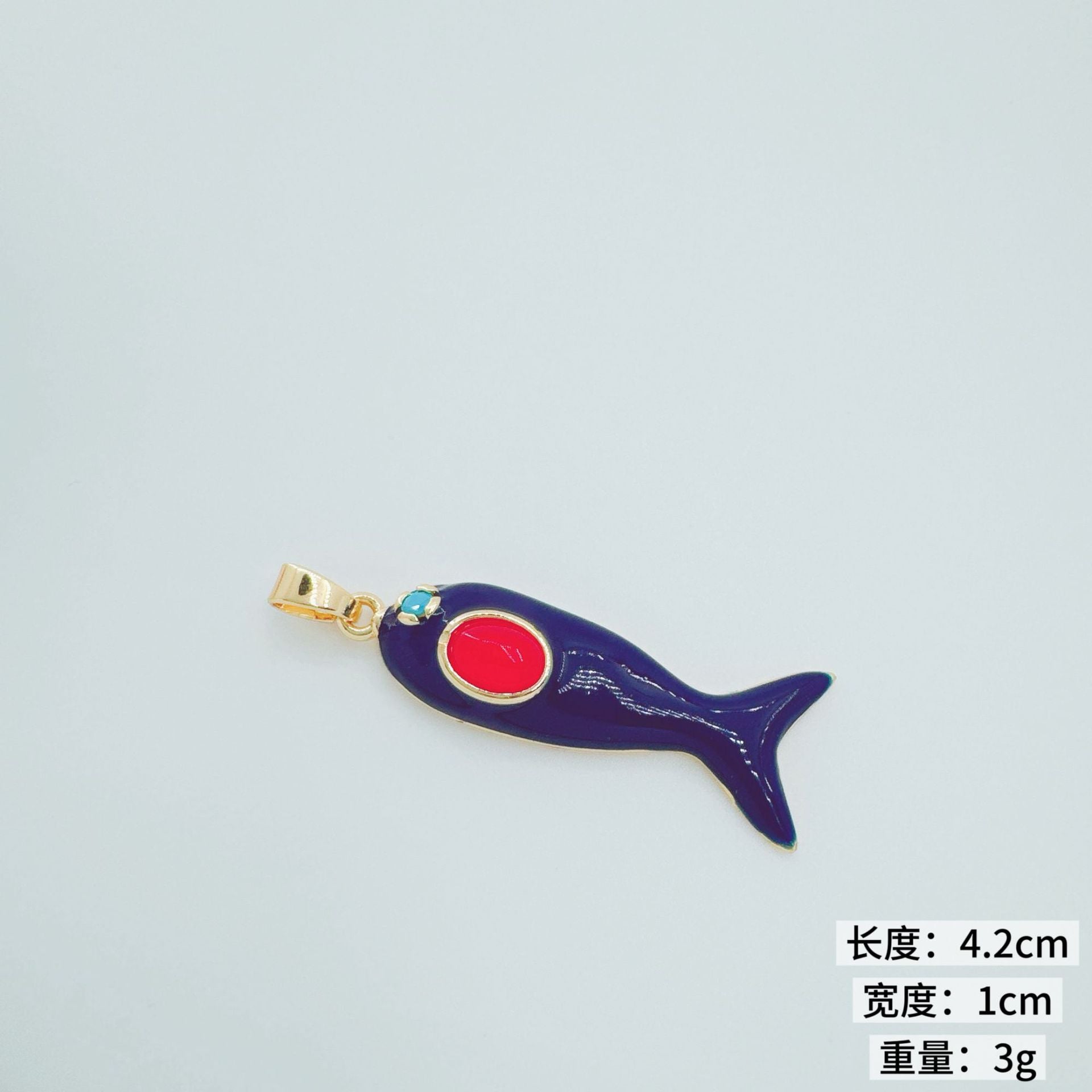 Wholesale Swimming Fish Pendant Necklace with Gemstone Inlay Copper Fashion Jewelry Accessory